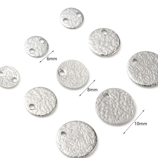 Image de Breloques en Acier Inoxydable Rond Argent Mat 20 Pcs