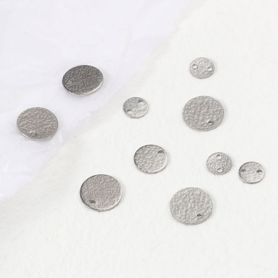 Image de Breloques en Acier Inoxydable Rond Argent Mat 20 Pcs