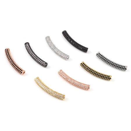 Brass Beads Tube Multicolor About 3.1cm x 0.7cm, Hole: Approx 2.5mm, 1 Piece