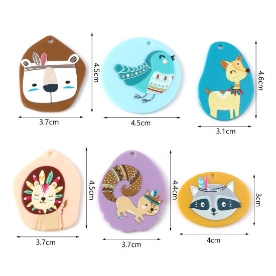 Image de Pendentifs en Résine Géométrique Multicolore Animal 10 Pcs