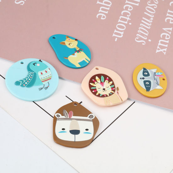 Image de Pendentifs en Résine Géométrique Multicolore Animal 10 Pcs