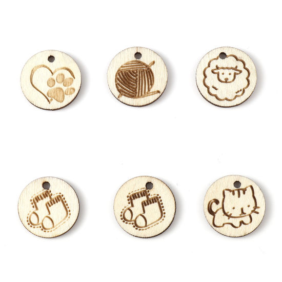 Bild von Natürliches Holz Charms Rund Hell Khaki 19mm D., 30 Stück