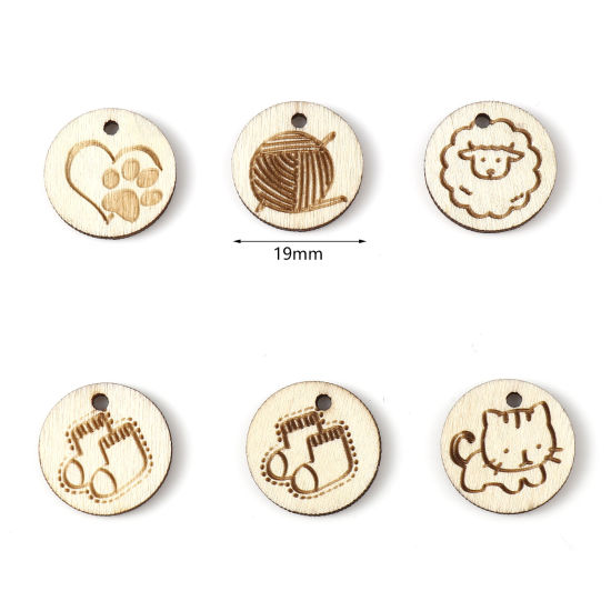 Bild von Natürliches Holz Charms Rund Hell Khaki 19mm D., 30 Stück