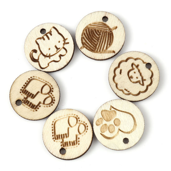 Bild von Natürliches Holz Charms Rund Hell Khaki 19mm D., 30 Stück