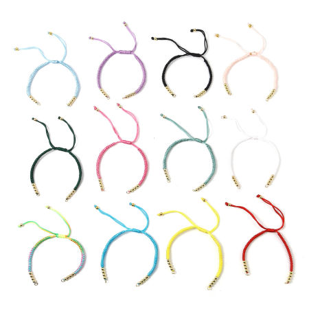 Stainless Steel & Polyester Braiding Braided Bracelets Accessories Findings Gold Plated Multicolor Adjustable 13cm(5 1/8") long, 1 Piece