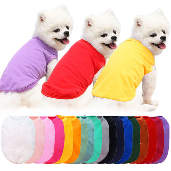 Изображение Summer Cotton Vest Pet Clothes For Cat Dog Solid Color
