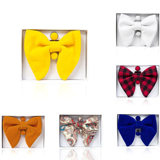 Изображение Velvet Bow Tie & Cufflinks & Handkerchief For Formal Suit Accessories
