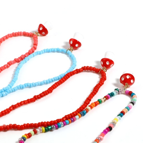 Picture of Acrylic Beaded Necklace Multicolor Mushroom 32cm(12 5/8") long, 1 Piece