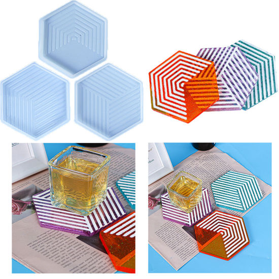 Picture of Silicone Resin Mold For Jewelry Making Hexagon White 1 Piece