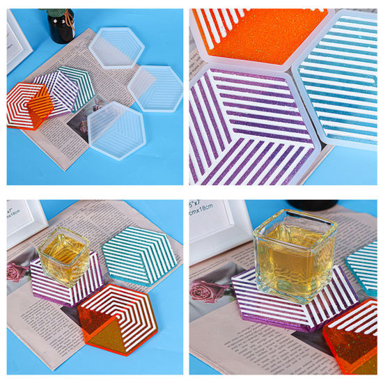 Bild von Silikon Gießform Hexagon Weiß 1 Stück