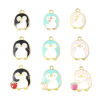Picture of Zinc Based Alloy Charms Penguin Animal Gold Plated Multicolor Strawberry Enamel 10 PCs