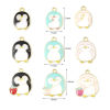Picture of Zinc Based Alloy Charms Penguin Animal Gold Plated Multicolor Strawberry Enamel 10 PCs