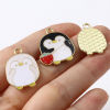 Picture of Zinc Based Alloy Charms Penguin Animal Gold Plated Multicolor Strawberry Enamel 10 PCs
