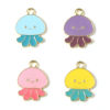 Picture of Zinc Based Alloy Ocean Jewelry Charms Octopus Gold Plated Multicolor Enamel 20mm x 15mm, 10 PCs