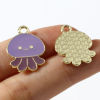 Picture of Zinc Based Alloy Ocean Jewelry Charms Octopus Gold Plated Multicolor Enamel 20mm x 15mm, 10 PCs