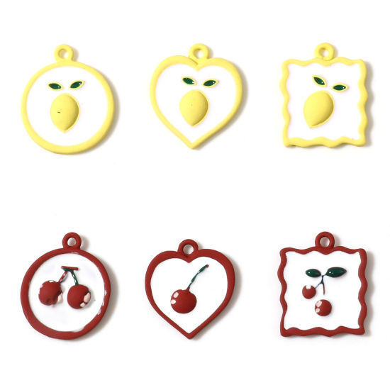 Immagine di Lega di Zinco Charms Limone Multicolore Ciliegia Smalto 5 Pz