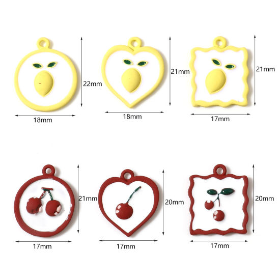 Immagine di Lega di Zinco Charms Limone Multicolore Ciliegia Smalto 5 Pz