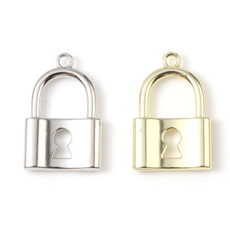Zinc Based Alloy Charms Lock Multicolor 24mm x 15mm, 10 PCs
