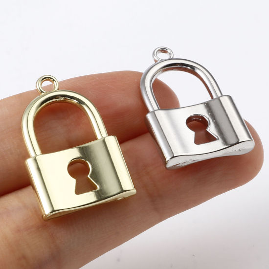 Immagine di Lega di Zinco Charms Serratura Multicolore 24mm x 15mm , 10 Pz