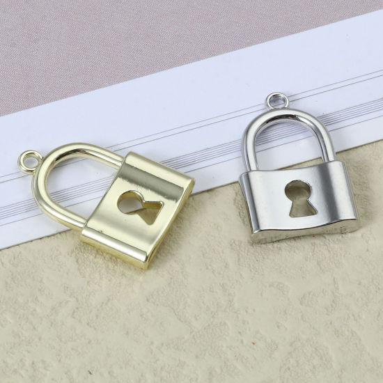 Immagine di Lega di Zinco Charms Serratura Multicolore 24mm x 15mm , 10 Pz