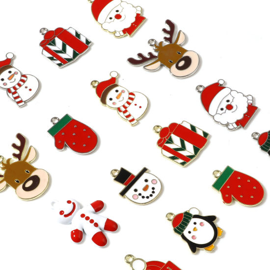 Immagine di Lega di Zinco Natale Charms Multicolore Smalto 10 Pz