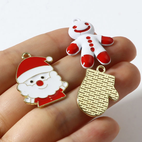 Immagine di Lega di Zinco Natale Charms Multicolore Smalto 10 Pz
