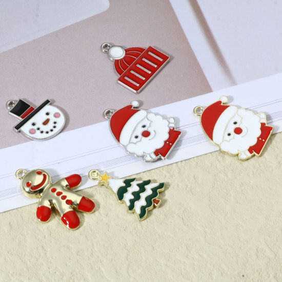 Immagine di Lega di Zinco Natale Charms Multicolore Smalto 10 Pz