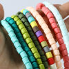 Picture of Polymer Clay Beads Cylinder Multicolor About 7mm x 6mm, Hole: Approx 1.3mm, 40cm(15 6/8") - 39cm(15 3/8") long, 2 Strands (Approx 60 PCs/Strand)