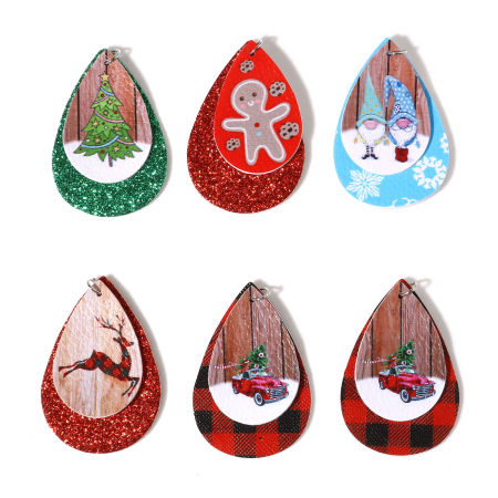 PU Рождество Подвески водяная капля Разноцветный 5.8см x 3.8см, 5 ШТ