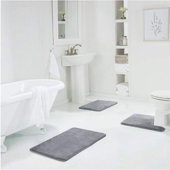 Image de Tapis de salon salle de bain en Toison de Coral épaissi doux Super absorbant antidérapant tapis de sol tapis de décoration de la maison