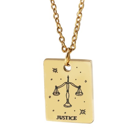 Picture of Stainless Steel Tarot Necklace Real Gold Plated Rectangle 45cm(17 6/8") long, 1 Piece