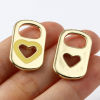 Immagine di Lega di Zinco San Valentino Charms Rettangolo Oro Placcato Multicolore Cuore Smalto 26mm x 15mm , 10 Pz