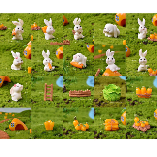 Bild von Kaninchen Hase Paradies Harz Mikro Landschaft Miniatur Dekoration