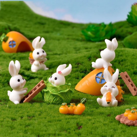 Bild von Kaninchen Hase Paradies Harz Mikro Landschaft Miniatur Dekoration