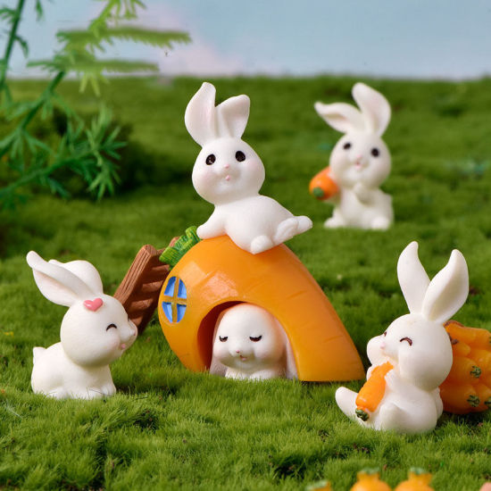 Bild von Kaninchen Hase Paradies Harz Mikro Landschaft Miniatur Dekoration