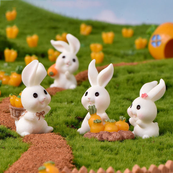 Bild von Kaninchen Hase Paradies Harz Mikro Landschaft Miniatur Dekoration