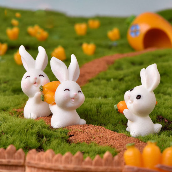 Bild von Kaninchen Hase Paradies Harz Mikro Landschaft Miniatur Dekoration