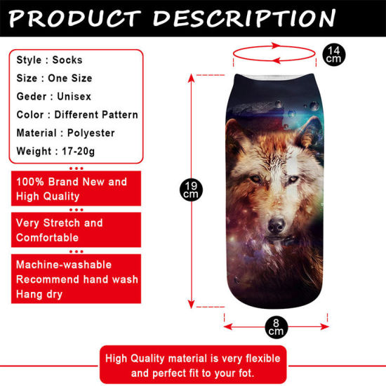 Picture of Wolf Animal Printed Winter Warm Women's Ankle Socks Size