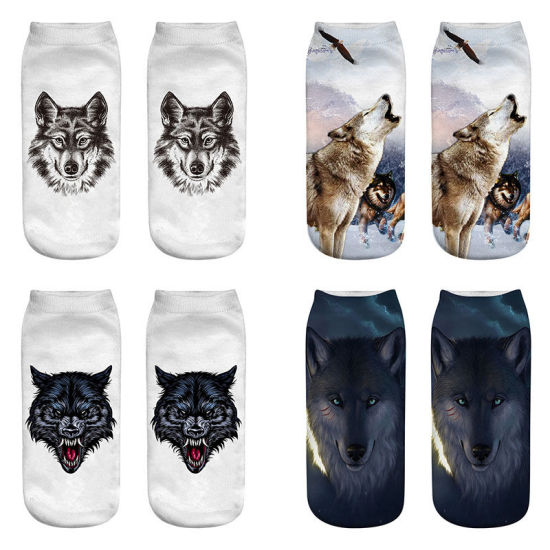Picture of Wolf Animal Printed Winter Warm Women's Ankle Socks Size