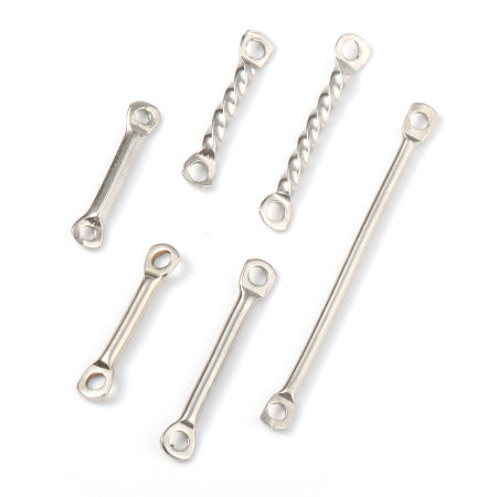 Stainless Steel Connectors Rectangle Silver Tone 30 PCs