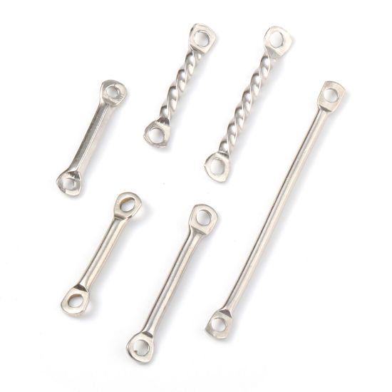 Image de Connecteurs en Acier Inoxydable Rectangle Argent Mat 30 Pcs