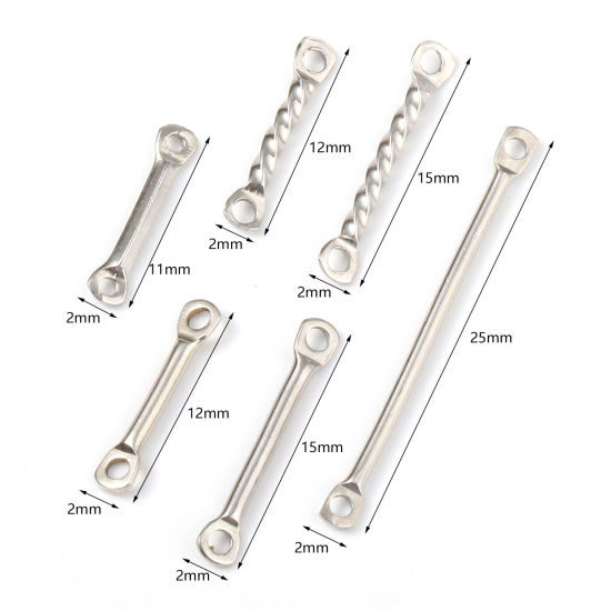 Image de Connecteurs en Acier Inoxydable Rectangle Argent Mat 30 Pcs