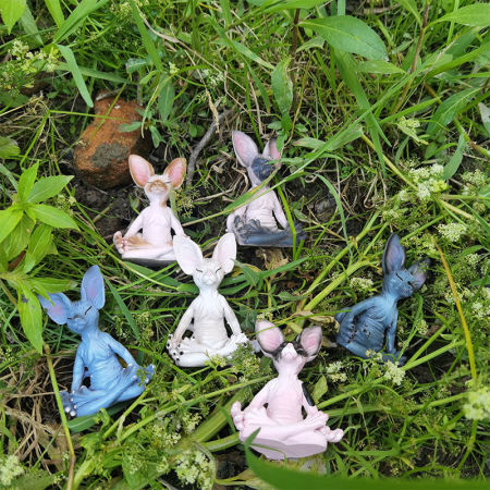 Immagine di Resin Meditation Puppy Garden Lawn Home Statue Miniature Decoration 6x4x8cm
