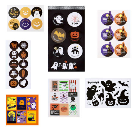 Paper Halloween Seals Stickers Labels Multicolor 2 Sheets