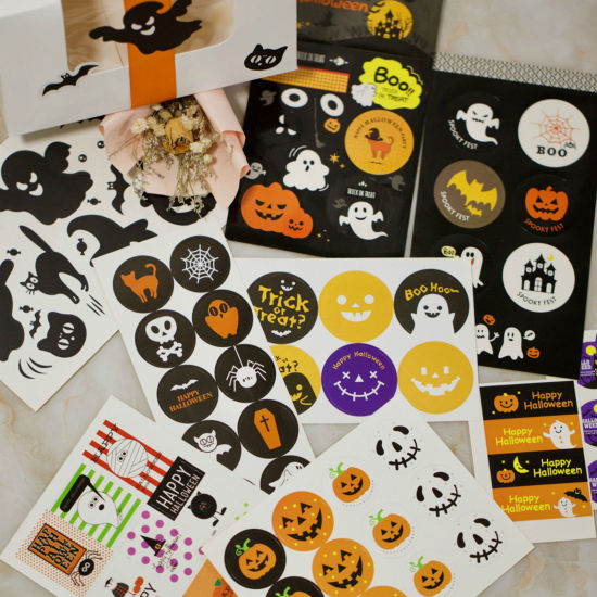 Image de Joints Autocollants Etiquettes Halloween en Papier Multicolore 2 Pièces