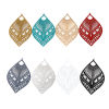 Picture of Iron Based Alloy Filigree Stamping Pendants Leaf Multicolor Filigree 5.9cm x 3.9cm, 10 PCs