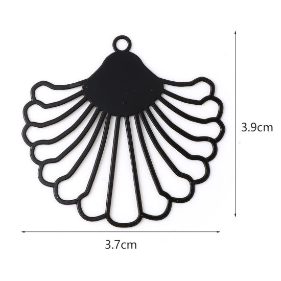 Image de Pendentifs Estampe en Filigrane en Alliage de Fer Eventail Multicolore 3.9cm x 3.7cm, 10 Pcs