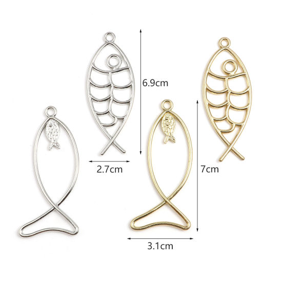 Immagine di Lega di Zinco Religione Ciondoli Gesu Cristo Ichthus Pesce Simbolo Multicolore 10 Pz
