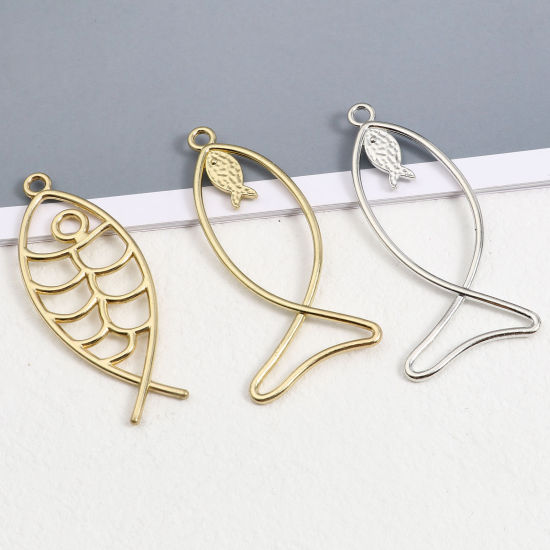 Immagine di Lega di Zinco Religione Ciondoli Gesu Cristo Ichthus Pesce Simbolo Multicolore 10 Pz