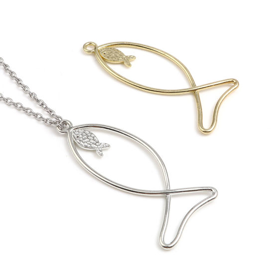 Immagine di Lega di Zinco Religione Ciondoli Gesu Cristo Ichthus Pesce Simbolo Multicolore 10 Pz